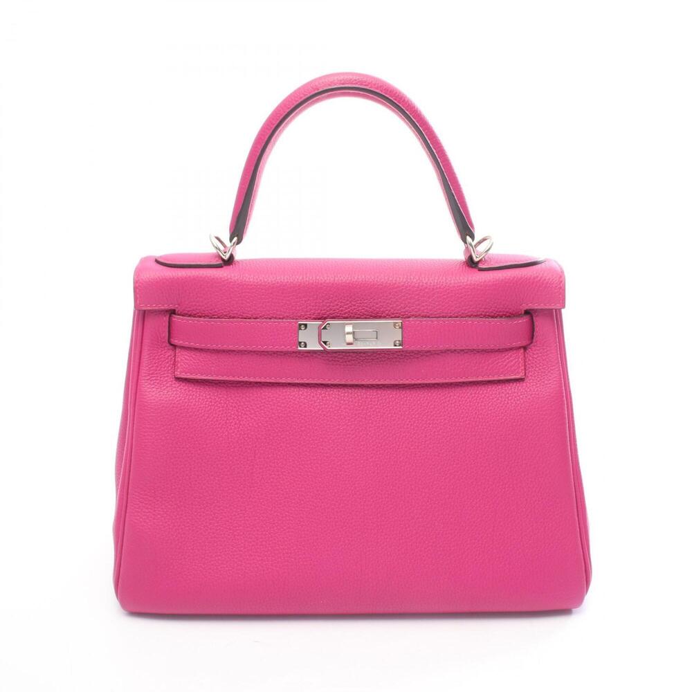 Hermes Kelly 28, 2-way handbag, Togo leather, purple tones.